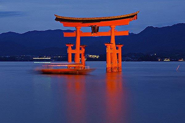 Itsukushima Floating Torii Gate at night