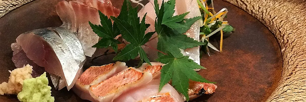 Fresh sashimi from delicious Waremokou restaurant in the Madarao area.